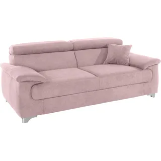 DOMO collection 2-Sitzer DOMO COLLECTION "Mira inklusive Kopfteilverstellung für mehr Wohlfühlkomfort", rosa (flamingo), B:185cm H:78cm T:100cm, Zierkissen: Entsprechend jeweiligem Bezug.