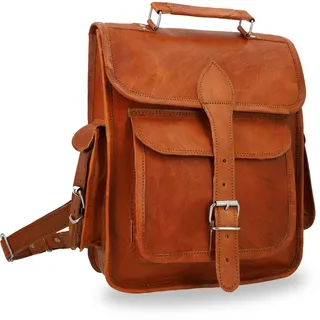 Gusti Rucksack Ledertasche Damen & Lederrucksack Herren – Echtes Ziegenleder, Handgefertigt, Boho Vintage Tasche, Viel Stauraum, Uni Tasche Laptopfach, Vegetabil gegerbt - Einheitsgröße