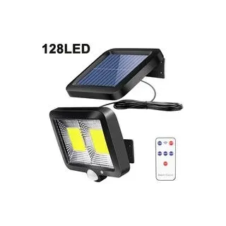 Solarbetriebener Außenstrahler Mit Bewegungsmelder, 128 Leds, Ultrahellem 120°-led-abstrahlwinkel, Wasserdicht (ip65), 3 Beleuchtungsmodi, 5 M Kabel. – Crezuo