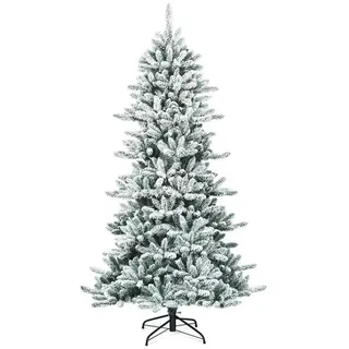 Costway Künstlicher Weihnachtsbaum Bleistiftbaum Grün/Weiß 210 cm