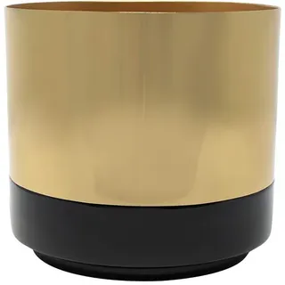 LaLe Living Blumentopf Koku aus Eisen in Schwarz/Gold, Ø13,5 cm als Übertopf oder Pflanzgefäß für Sukkulenten, Kräuter oder Grünpflanzen
