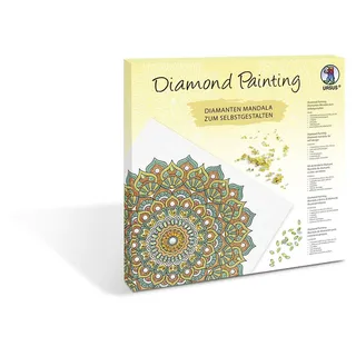 URSUS Erwachsenen Bastelsets Diamond Painting Diamanten Mandala mint/orange/gelb (Set 7)