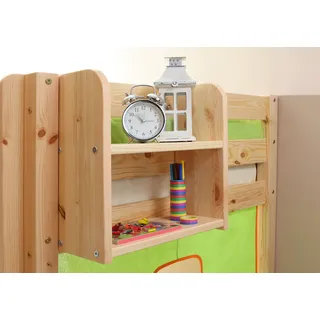 TiCAA Einhängeregal für Hochbett und Etagenbett, Bettregal aus Kiefer Massivholz, Kinderzimmer Ablage für Bücher und Spielzeug, Regal zum Einhängen, Natur, 40/80 cm