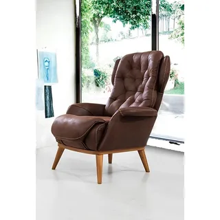 JVmoebel Sessel Gemütlicher Ohrensessel im Landhausstil mit hoher Rückenlehne (Sessel), Made in Europa braun