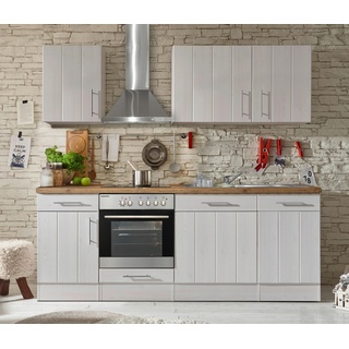 Küchenblock mit Geräte Weiß /Lärchenfarben B: ca. 220 cm