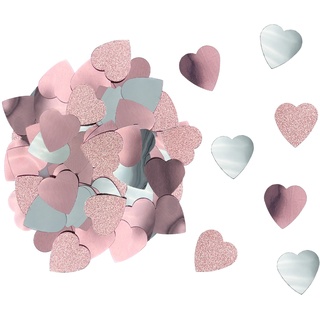 Herz Konfetti metallisch glitzernd Tischdeko Streu Deko Herzen für Valentinstag JGA Hochzeit - rosé silber