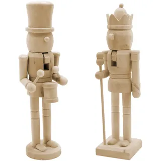 Nussknacker Holz Figur 2er Set zum Bemalen 26 cm - Weihnachten Advent Tisch Deko