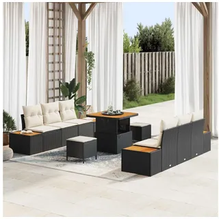 vidaXL Garten-Loungesofa-Set 9-tlg. schwarz/creme