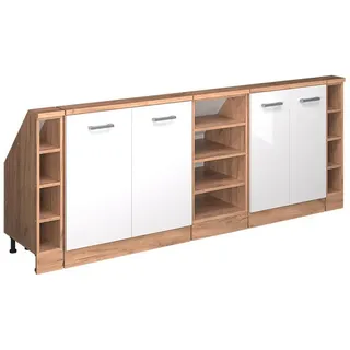 Vicco Dachschrägenschrank-Set Rion 210 x 83,8 x 46 cm Weiß Hochglanz / Goldkraft Eiche