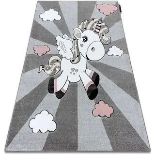 Kinderteppich Petit Unicorn Einhorn Grau Grey 160x220 Cm
