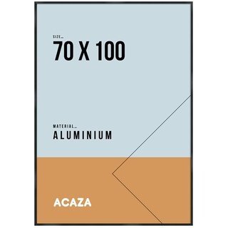 Bilderrahmen Schwarz aus Aluminium 70 x 100 cm, Rahmen für Plakate oder Poster, Groß, mit Plexiglas (1 mm), 9 x 21 mm