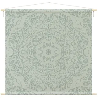 Bilderdepot24 Wandteppich modern Mandala Muster Ornamente Spirituell pastell, quadratisch, Höhe: 2.6 mm, großes Wandbild aus Natur-Baumwolle Wandbehang Stoffbild Tuch Wollseil bunt 110 cm x 110 cm x 2.6 mm