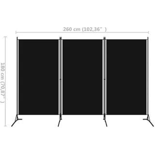 vidaXL Raumteiler Schwarz 260x180 cm