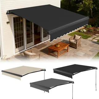Peviasot Elektrische Markise 250x200 cm, Gelenkarmmarkise mit Fernbedienung für Balkon und Terrasse, wetterfester Sonnenschutz mit 0-45° Neigung, inkl. Montagematerial Anthrazit