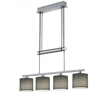 TRIO Leuchten LED Pendelleuchte, Dimmfunktion, LED wechselbar, Warmweiß, Zugpendelleuchten höhenverstellbar Stoff-lampe ausziehbar, Breite 80cm grau 80 cm x 95 cm x 12 cm