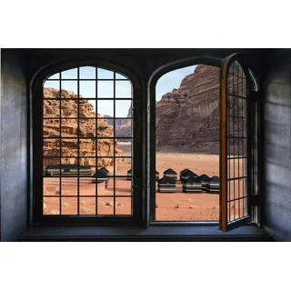 queence Wandsticker Wüste, Wandsticker, Wandbild, selbstklebend, 3D, Fenster bunt