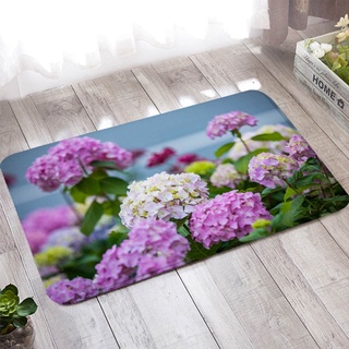 Bishilin Badezimmer Teppich rutschfeste, Fußmatten Haustür 50x160 Lila Rosa Blumen Muster Fußabtreter Innen
