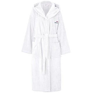 KangaROOS Unisex-Bademantel Cassidy, Langform, Walkfrottee, Kapuze, Gürtel, für Damen & Herren, mit Taschen, besonders kuschelig, S-3XL weiß XXXL - 125 cm