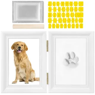 Nasjac Pfotenabdruck Set Hund Katze - Andenken-Set für Handabdruck und Fußabdruck Baby, DIY Pfotenabdruck Set Hund mit Buchstaben und Zahlen, Erinnerungsfotorahmen als Geschenk für Hundebesitzer
