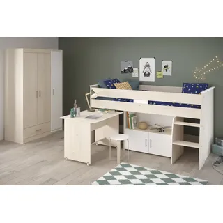 Parisot Jugendzimmer-Set Charly 6, Funktion-Hochbett und Kleiderschrnak in Akazie Dekor / Weiß
