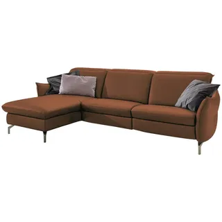 Livetastic Ecksofa, Cognac, Metall, 4-Sitzer, Ottomane links, L-Form, 263x179 cm, Hocker erhältlich, Armteil links, rechts, Wohnzimmer, Sofas & Couches, Wohnlandschaften, Ecksofas