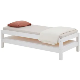 IDIMEX Funktionsbett RINO, Stapelbett 90x190 cm aus Kiefer Massivholz Stapelliege Gästebett aus H weiß