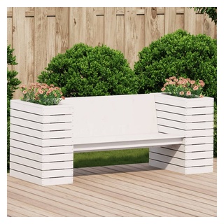 vidaXL Loungesofa Gartenbank mit Pflanzkübeln Weiß 167,5x60x65 cm Kiefernholz weiß