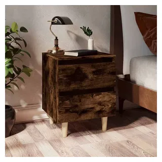 vidaXL Nachtschrank mit Massivholz-Beinen 40 x 35 x 50 cm Braun
