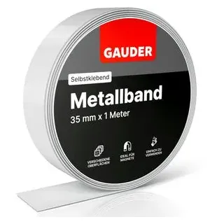 Gauder Metallband selbstklebend I Ideal für Tonies®-Figuren & -Regale I Ferroband I Magnetband für Magnete I Eisenband I Stahlband (1m)