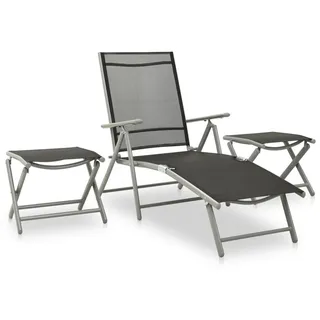 vidaXL Garten-Lounge-Set 3-tlg. schwarz/silber