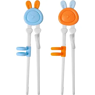 2PCS Essstäbchen Kinder, Witbicg Stäbchen Kinder Kinderstäbchen Chopsticks Kids Essstäbchen Hilfe Stäbchen Sushi Stäbchen Niedliches Tier-Cartoon-Design, Geeignet Für Kinder, Anfänger, (Kaninchen)