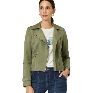 Zero Damen, Velourslederjacke mit Reißverschluss Pale Khaki,38 - 38