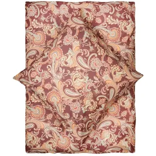 LIVING DREAMS Renforce Bettwäsche Paisley SMALL natürlich 100% Baumwolle 155 cm x 220 cm Beere Rose