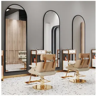 WDWRITTI Ganzkörperspiegel 180x80 Spiegel groß für Friseurladen Friseursalon Hairsalon Hotel (Wandspiegel Schwarz Oval Rechteckig mit Alu Rahmen, 1-St., 180x80cm), 5mm Kupfer- und bleifreier Spiegel, Splitterschutzfolie schwarz Rundbogen | 80 cm x 180 cm x 2 cm