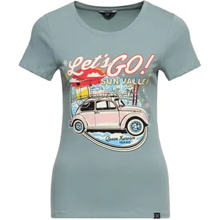 Queen Kerosin Damen T-Shirt Sun Valley Idaho Ski Winter Vintage Retro Rockabilly 50s Print Artwork Comic Usa Sun Valley - XS