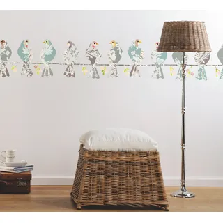 Komar Deco-Sticker DOVES | 50 x 70 cm | Wandtattoo, Wandbild, Wandsticker, Wandaufkleber, Walltattoo, Tauben, Vogel, Collage, Blumen, Muster | 17025h