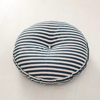 DOTBUY-SHOP Sitzkissen, Baumwoll-Leinen Sitzkissen Abnehmbar und Waschbar, Stuhlkissen Kinder mit Separatem Innenfutter, Sitzpolster für Garten, Büro (Blau Gestreift,40cm/15.7’’)