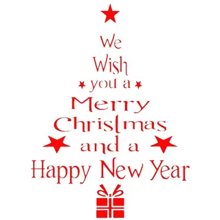 WINOMO Weihnachtsbaum Spruch Wandaufkleber MERRY CHRISTMAS abnehmbare Wandsticker Christmas Wandtattoo für Wohnzimmer, Schlafzimmer, Fenster, TV Hintergrund Dekoration (rot)