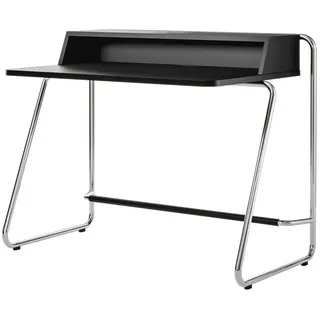 Thonet - S 1200 Sekretär, Chrom / Korpus Esche schwarz gebeizt / Tischplatte Esche schwarz gebeizt