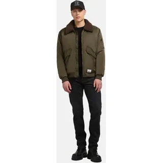 Bomberjacke KHUJO "Ground", Herren, Gr. L (52), grün, Obermaterial: 100% Nylon. Innenfutter: 100% Nylon. Kunstfell: 100% Polyester. Wattierung: 100% Polyester, weit hüftbedeckend, hoch geschlossener Ausschnitt, weit Rippstrickbündchen, Jacken Bomberjacke, Weite Herren Winterjacke mit abnehmbarem Kunstpelz-Besatz