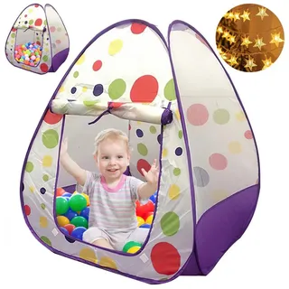 GOOLOO Spielzelt Spielzelt für Kleinkinder, Pop-up-Zelt, für innen und außen (Mit 6m Lichterkette, 1-tlg) Geschenk für Kinder, mit Tragetasche, lila