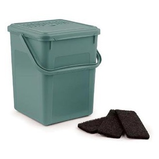 Rotho Mülleimer 1779905092 Komposteimer, grün, Kunststoff, geruchssicher durch Aktivkohle, 9Liter