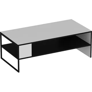 [en.casa] Couchtisch Ejby Wohnzimmertisch Sofatisch mit Stauraum Stubentisch rechteckig Metallgestell Schwarz Weiß /
