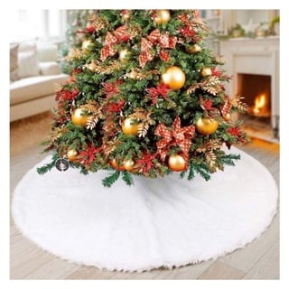 Weihnachtswunder® Weihnachtsbaumdecke Baumdecke Christbaumdecke Ø 80 cm weiß Weihnachtsbaumdecke, flauschiger Stoff