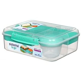 Sistema 4er Pack Bento Lunchbox To Go, mit Fruit/Joghurt Topf, 1,65 Liter, Farbe mint