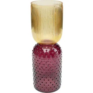 Kare Design Vase Marvelous Duo, Gelb/Lila, Handgefertigt, Hohe Blumenvase für Pampasgras, Glasvase mit Strukturmix, Deko für Wohnzimmer, Esstisch, Regal, Flur, Unikat, Glas, 38cm (H)