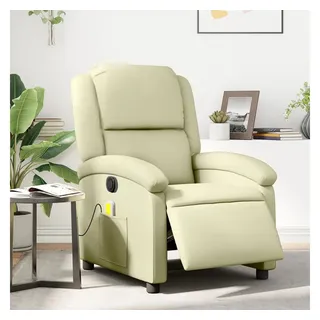 vidaXL Massagesessel Elektrisch Leder 86,5 x 99,5 x 0 cm Creme mit Fernbedienung