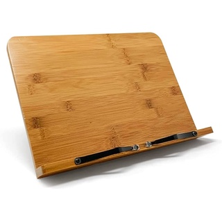 JOEJI’S KITCHEN Kochbuchhalter Buchständer Holz & Tablet Ständer Verstellbarer Buchstütze braun