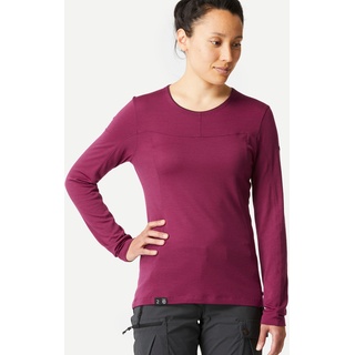 Langarmshirt Damen Merinowolle Bergwandern - MT500 bordeaux, rot|violett, S