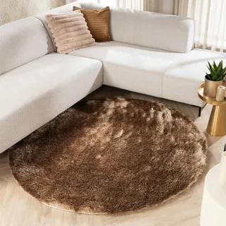 FRAAI | Home & Living Hochflor Teppich Rund - Glorious Taupe - Ø 240 cm - Shaggy, Einfarbig - Modern, Skandinavisch - Wohnzimmer, Esszimmer, Schlafzimmer - Fellteppich